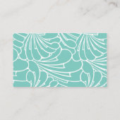 Art Nouveau Floral Flowers Chic Turquoise Pattern Visitekaartje (Achterkant)