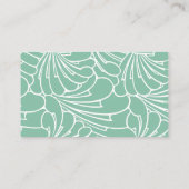 Art Nouveau Floral Flowers Mint Green Pattern Visitekaartje (Achterkant)