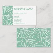 Art Nouveau Floral Flowers Mint Green Pattern Visitekaartje (Voorkant / Achterkant)