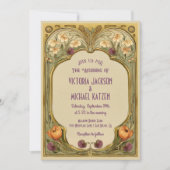 Art Nouveau Floral Frame Wedding Invitation Kaart (Voorkant)