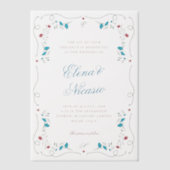 Art Nouveau Floral Frame Wedding Vellum Overlay Vellum Uitnodigingen (Voorkant)