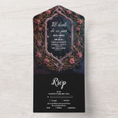 Art Nouveau Floral Gothic Halloween Huwelijk All In One Uitnodiging (Binnen)
