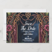Art Nouveau Floral Gothic Halloween Huwelijk Save The Date (Voorkant)