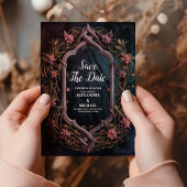 Art Nouveau Floral Gothic Halloween Huwelijk Save The Date