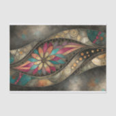 Art Nouveau Floral Goud Blauwgroen Decoupage Tissuepapier (Voorkant)