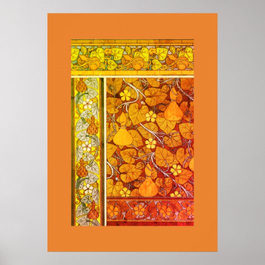 Art nouveau floral gourd elegant herfst  poster (Voorkant)