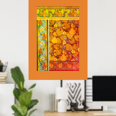 Art nouveau floral gourd elegant herfst  poster (Thuiskantoor)