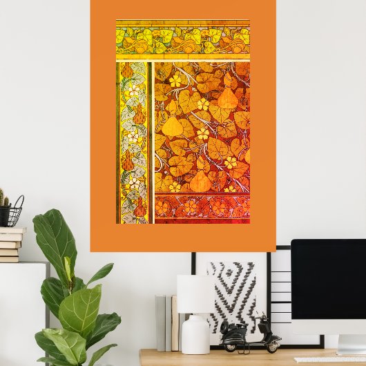 Art nouveau floral gourd elegant herfst  poster (Thuiskantoor)