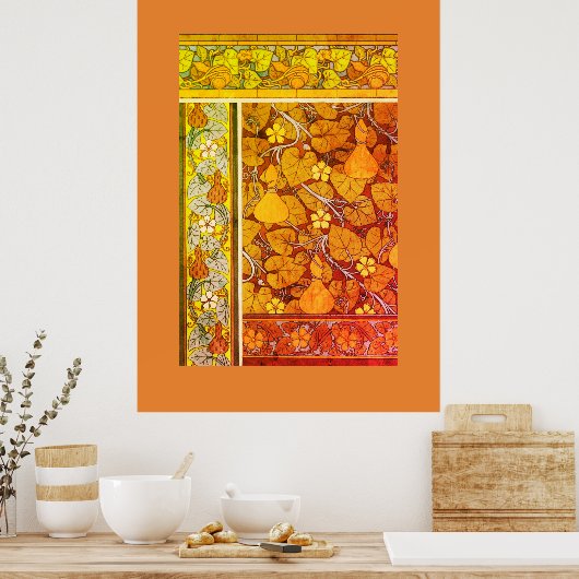 Art nouveau floral gourd elegant herfst  poster (Keuken)