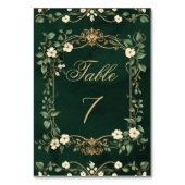Art Nouveau Floral Green Gold Wedding table number Kaart (Voorkant)
