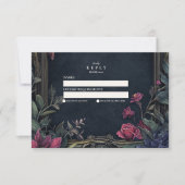 Art Nouveau Floral Halloween bruiloft RSVP Kaartje (Voorkant)