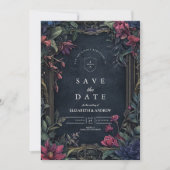 Art Nouveau Floral Halloween bruiloft Save The Date (Voorkant)