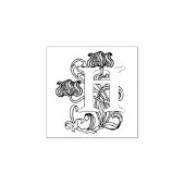 Art Nouveau Floral Initiaal H Rubberstempel (Afrduk)