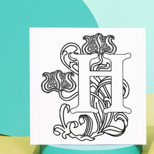 Art Nouveau Floral Initiaal H Rubberstempel