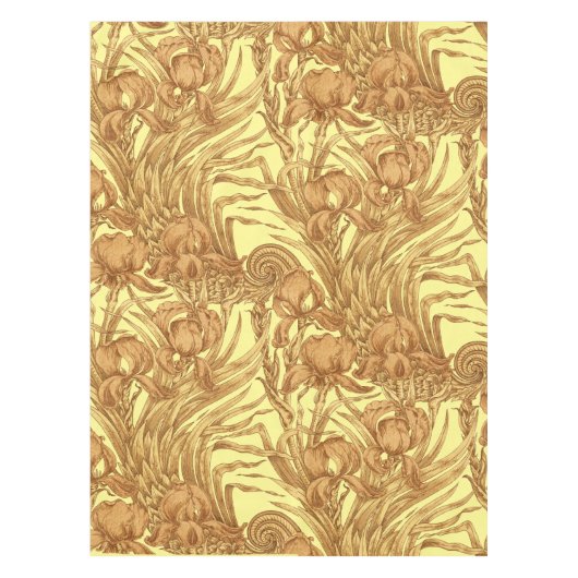  Art Nouveau Floral Iris Pattern Tafelkleed (Voorkant)