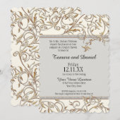 Art Nouveau Floral Leaf Swirl Juweel Gouden Look Kaart (Voorkant / Achterkant)