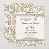 Art Nouveau Floral Leaf Swirl Juweel Gouden Look Kaart (Voorkant / Achterkant)