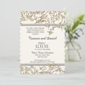 Art Nouveau Floral Leaf Swirl Juweel Gouden Look Kaart (Staand voorkant)