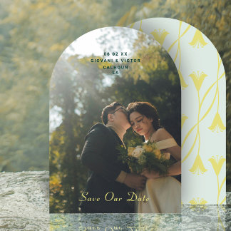 Art Nouveau Floral Lily Save The Date Announcement Kaart