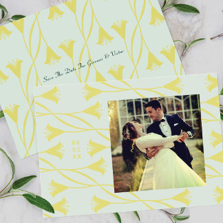 Art Nouveau Floral Lily Save The Date Announcement Kaart