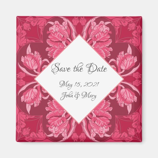 Art Nouveau Floral Magnet om "de Datum te bewaren! (Voorkant)