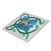 Art Nouveau Floral Majolica Faux Relief Tegeltje (Zijkant)