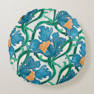 Art Nouveau Floral Majolica Pattern Rond Kussen