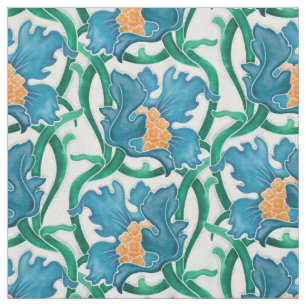 Art Nouveau Floral Majolica Pattern Stof