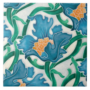 Art Nouveau Floral Majolica Pattern Tegeltje