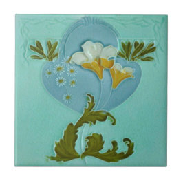 Art Nouveau Floral Malkin Repro 1900 Faux Relief Tegeltje