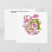 Art Nouveau Floral monogram A Kaart (Voorkant / Achterkant)