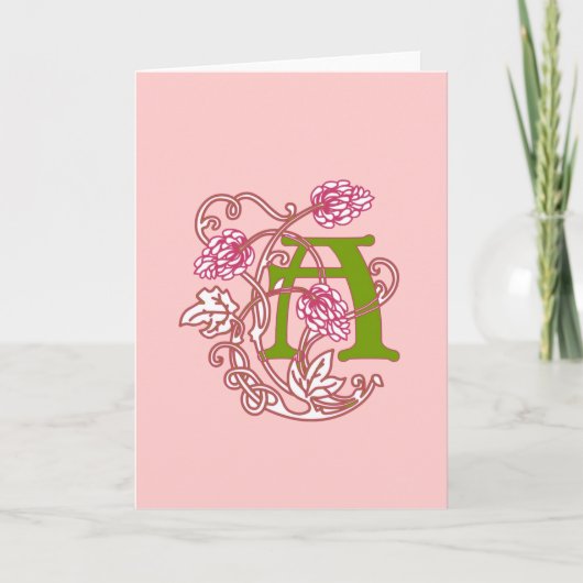 Art Nouveau Floral monogram A Notitiekaartje (Voorkant)