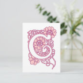 Art Nouveau Floral Monogram C Briefkaart (Staand voorkant)