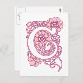 Art Nouveau Floral Monogram C Briefkaart (Voorkant / Achterkant)