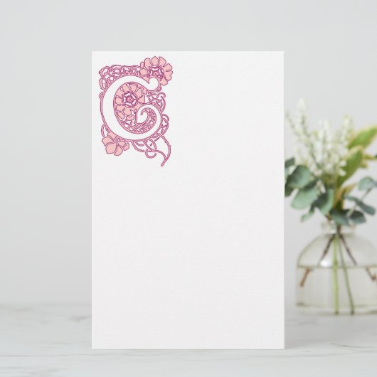 Art Nouveau Floral Monogram C Briefpapier (Staand voorkant)
