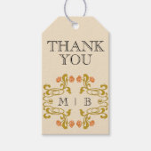 Art Nouveau Floral Monogram Initialen Cadeaulabel (Voorkant)