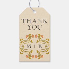  Art Nouveau Floral Monogram Initialen Cadeaulabel