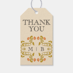 Art Nouveau Floral Monogram Initialen Cadeaulabel