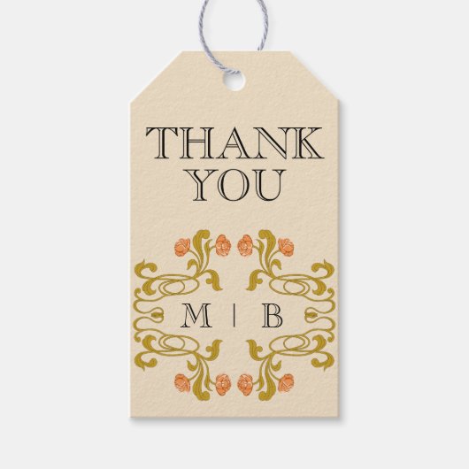 Art Nouveau Floral Monogram Initialen Cadeaulabel (Voorkant)