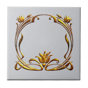 Art Nouveau Floral Motif-keramiek Tegeltje