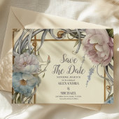  Art Nouveau Floral Paarse bruiloft Save The Date