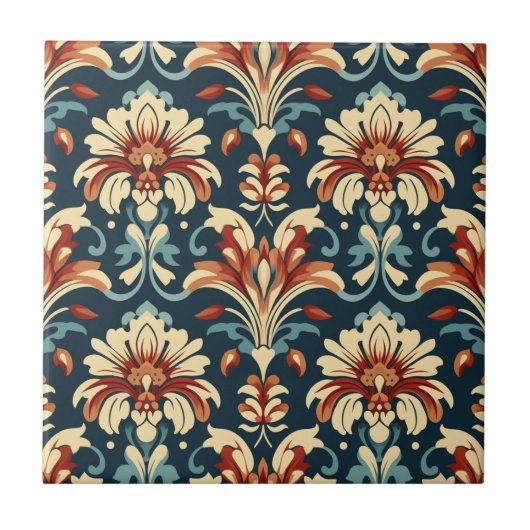 Art Nouveau Floral Pattern Tegeltje (Voorkant)