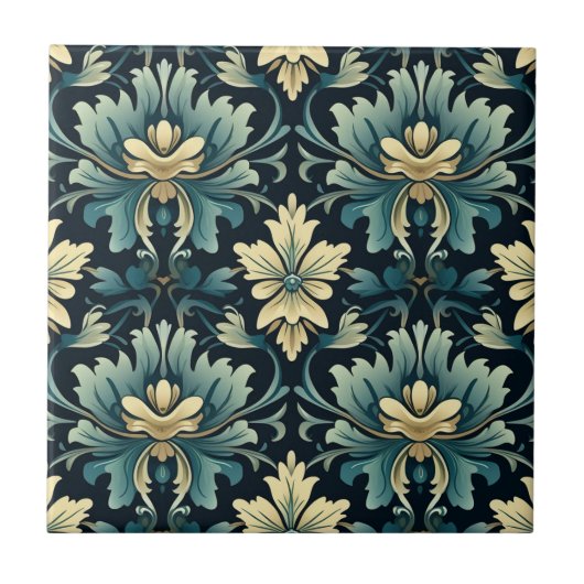 Art Nouveau Floral Pattern Tegeltje (Voorkant)
