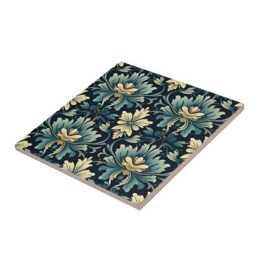 Art Nouveau Floral Pattern Tegeltje (Zijkant)
