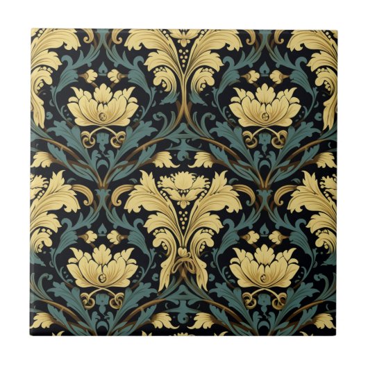 Art Nouveau Floral Pattern Tegeltje (Voorkant)
