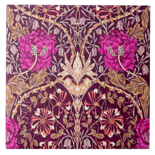 Art Nouveau Floral, Plum, Beige en Deep Paars Tegeltje
