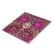 Art Nouveau Floral, Plum, Beige en Deep Paars Tegeltje (Zijkant)