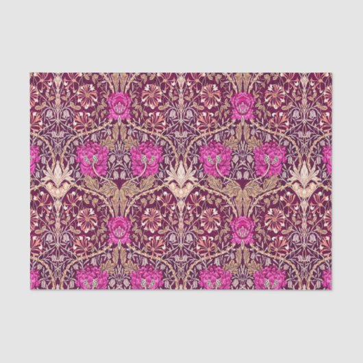 Art Nouveau Floral, Plum, Beige en Deep Paars Tissuepapier (Voorkant)