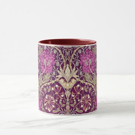 Art Nouveau Floral, Plum, Beige en Maroon Mok (Midden)