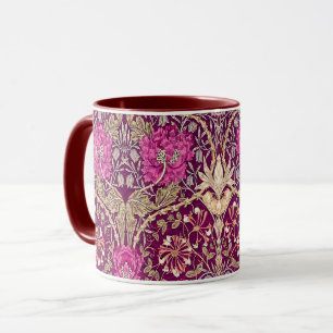 Art Nouveau Floral, Plum, Beige en Maroon Mok